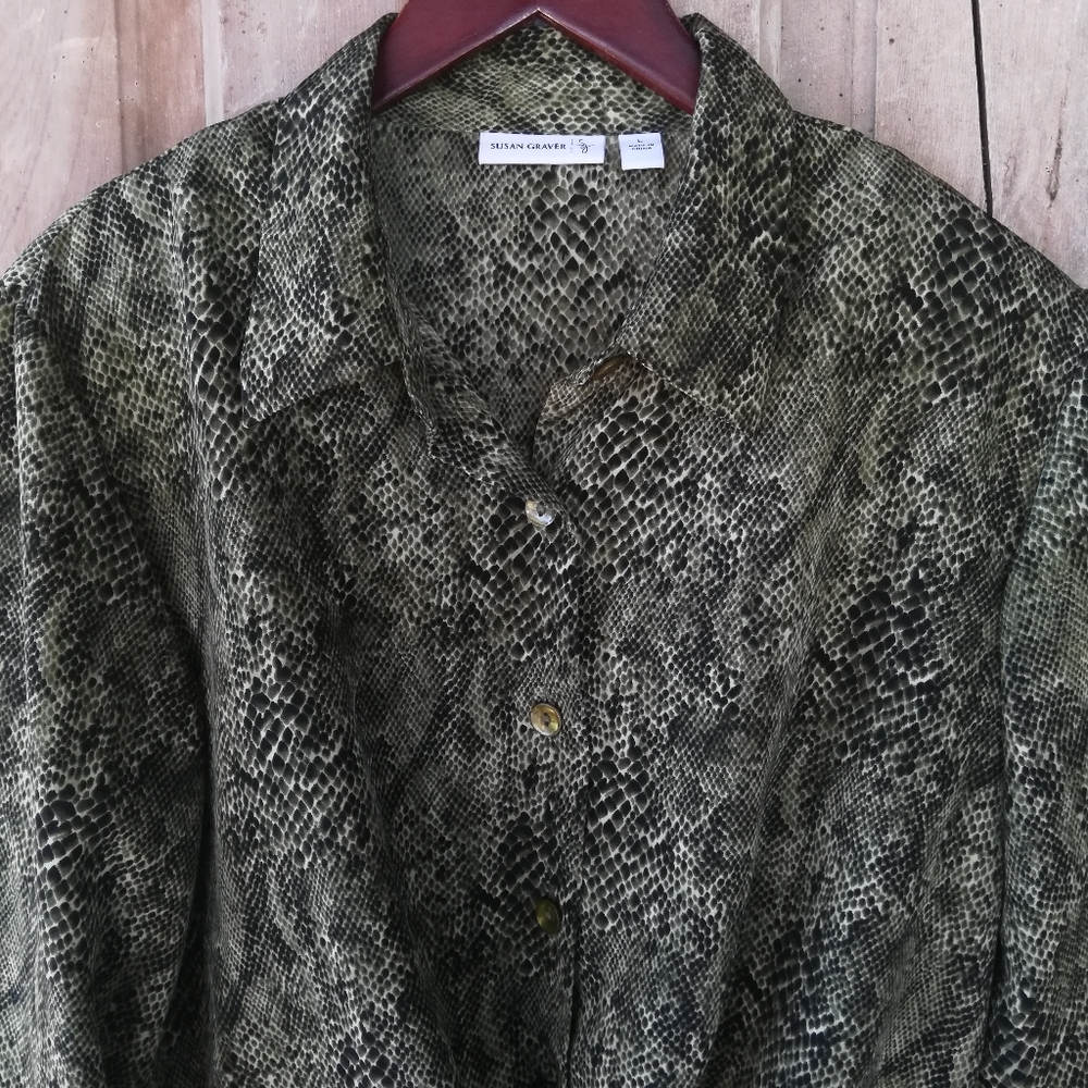 Green Python Print Shirt - image 2